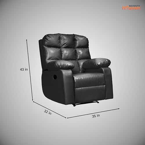 Image of Lumina 1 Seater Recliner | Single Sofa Chair for Living Room Comfort | Ergonomic Design (Leatherette - Black)