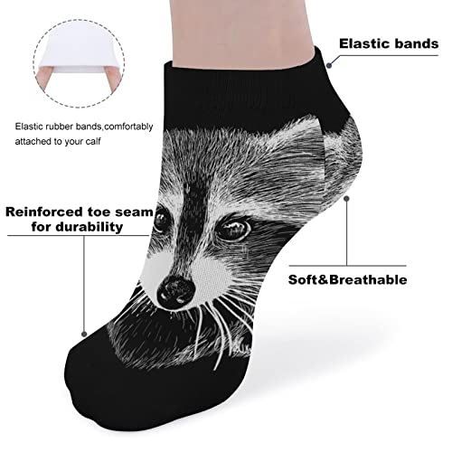 sndks Ankle Low Cut No Show Socks Raccoon Colorful Funny Crazy Casual Athletic Short Trail Socks Black Trendy Gift for Mens Boys4