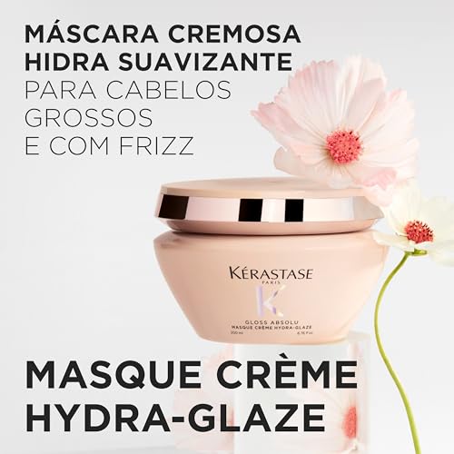 Image of Kerastase Gloss Absolu Creme Anti-Frizz Mask For Bouncy, Glossy Hair | Medium to Thick Hair | 4-Days Anti-Frizz | With Hyaluronic & Glycolic Acid, Wild Rose-In-Oil | 200ml (Pack of 2)