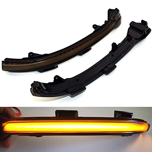 znakeauto Smoked Lens Dynamic LED Turn Signal Light Sequential Side Mirror Marker Indicator Blinker Lamp Compatible With VW Golf MK7 7.5 VII GTI R GTD TSI