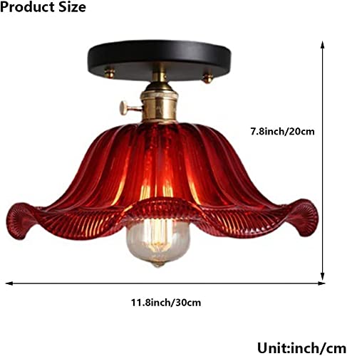 Lámpara de techo moderna roja de cristal E27 con diseño de hoja de loto para dormitorio 4