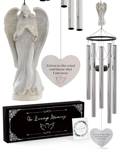 Angel Memorial Wind Chimes for Loss of Loved One - 34 Large Sympathy Wind Chimes Memorial Gifts for Loss of Loved One Mother Father Husband Bereavement Chimes for Outside Deep Tone