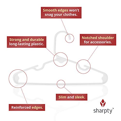 Sharpty Children's Hangers Plastic, Kids Hangers Ideal For Everyday Standard Use, Baby Hangers (Kids 60 Pack) (White) #TOP1