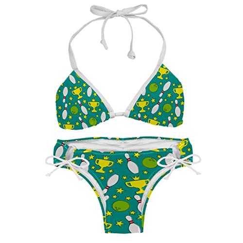 Bikini bowling alley haut en couleur avec son imprimé boules exclusif en taille XXL