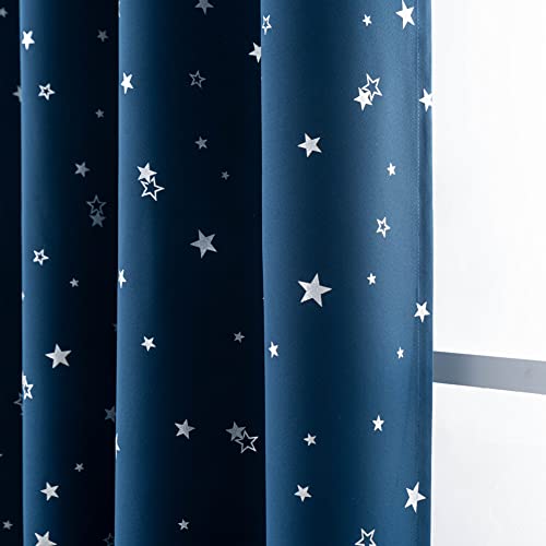 Mangata Casa Star Blackout Curtains For Bedroom- Cute Window Curtain Panels With Grommet For Kids Room-Drapes For Nursey Living Room 63 Inch Length 2 Panels(Navy,52X63In) #TOP4