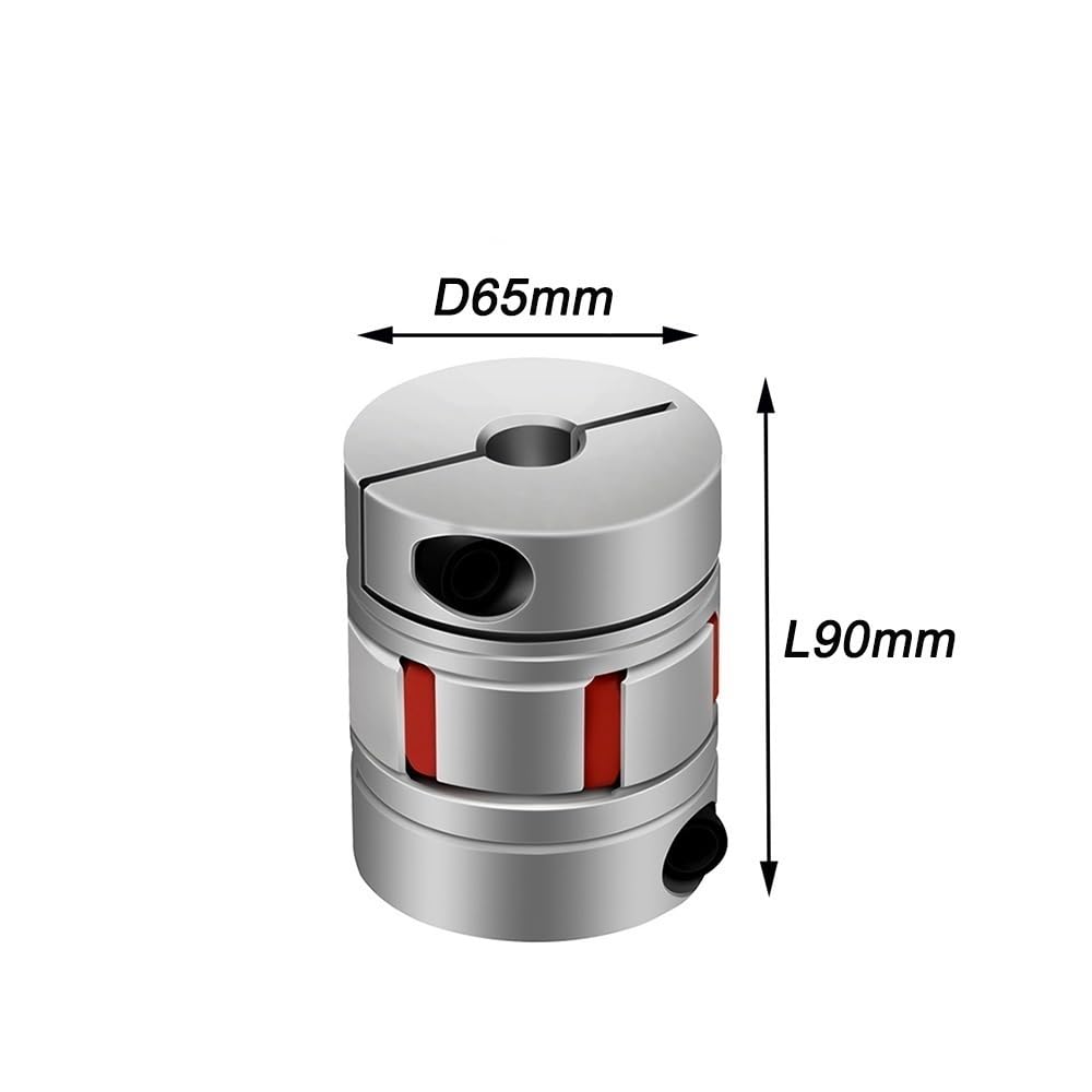 Manicotto di accoppiamento deII'albero Giunto a ganascia for albero CNC da 1 pezz0, in alluminio, D65 L90, giunto flessibile con cuscinetto in gomma color prugna | 14x18mm