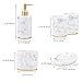 5-Piece Bathroom Counter Top Accessory Set - Dispenser for Liquid Soap or Lotion, Soap Dish, 2 Tumblers and Toothbrush Holder, Marble Pattern Resin (White)