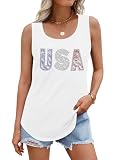 MOUSYA USA Sequin Tank Top Woman Sparkly American Flag Sleeveless Tee Glitter Patriotic Shirts Bling 4th of July Vest Tops