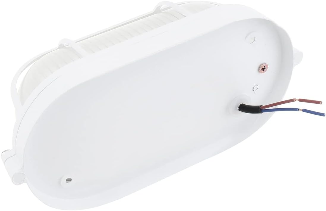 RTNLIT Nautical Bulkhead Light Fixture, White Outdoor Wall Light Fixture for Wall or Ceiling, Wet Location for Sauna Room, (Grid Oval, with Frosted Glass Lens, E26 Base)