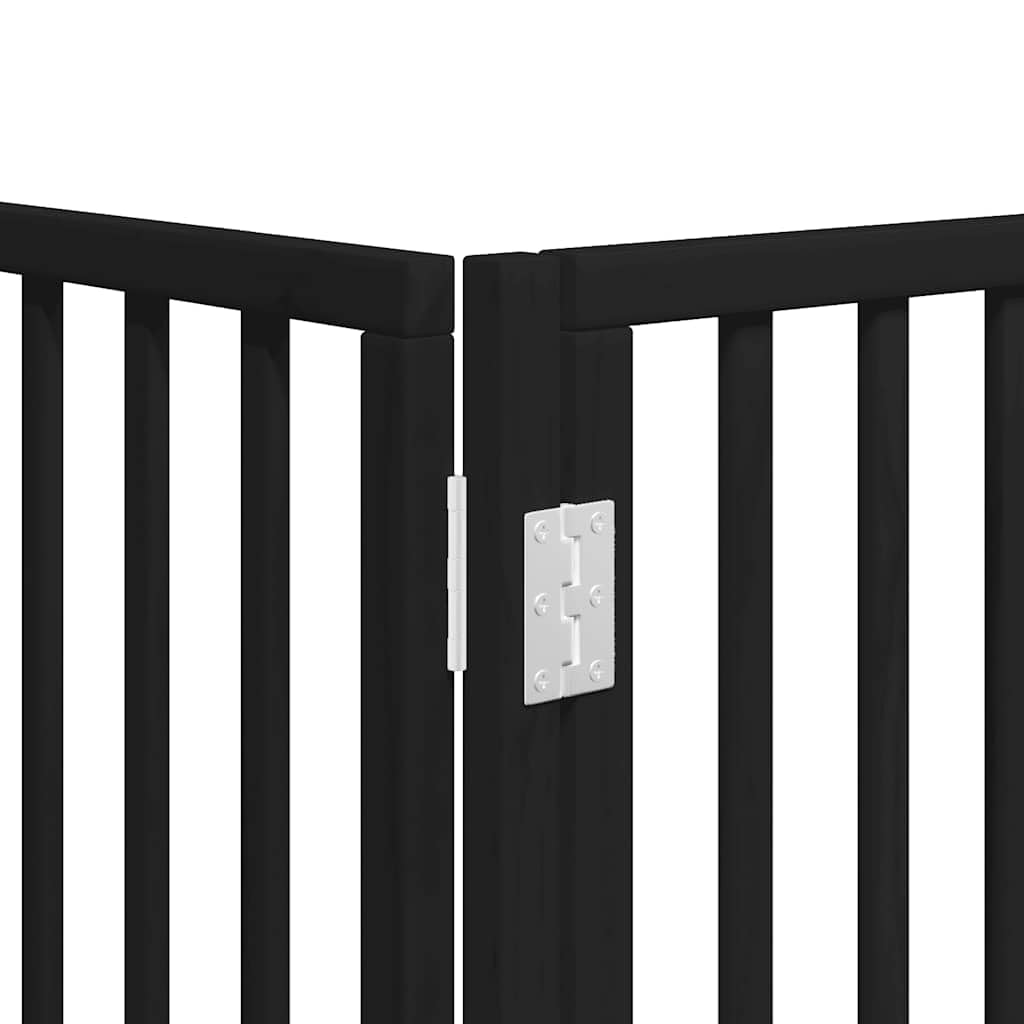 vidaXL Puerta de Perros Plegable 15 Paneles Madera álamo Negra 750 cm