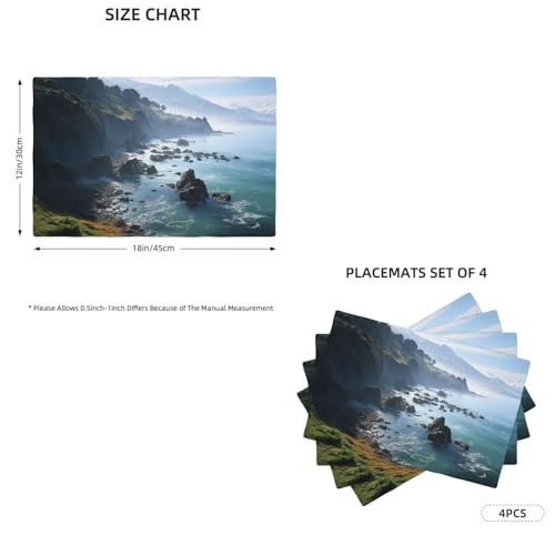 Sets de table en lin synthétique résistant chaleur lavable 45x30cm lot de 4 - 3