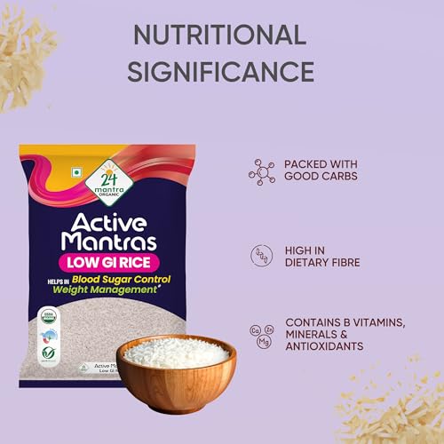 Image of 24 Mantra Organic Low G.I Rice - 5Kg | Diet & Diabetic Friendly | Certified Low Sugar Rice | Certified Organic & Naturally Gluten-Free (Pack of 3)
