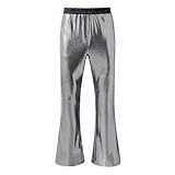 Pailletten Schlaghose Herren Glitzer Hosen Disco Ausgestellte Hose Männer 80Er Jahre Outfit 70Er Jahre Karneval Kostüm Faschingskostüme Herren Glitzer Hippie Streetwear Modische Bequeme Jazzhose (L)