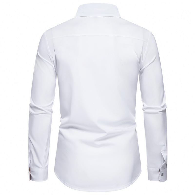 Men's Color Block Button Down Long Sleeve Shirts Formal Wedding Dress Basic Casual Slim Fit Collar Work Shirts3