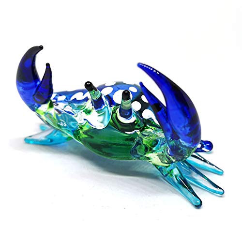 ZOOCRAFT Glass Animals Crab Figurine Blue Hand Blown Painted Art Miniature Coastal Decor Style Spirit Animals - Image 7