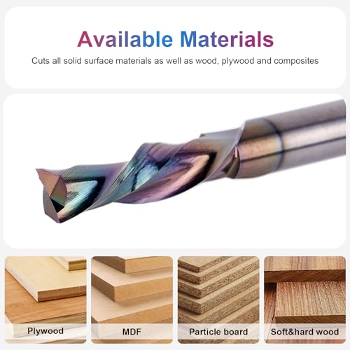 Image of SpeTool 1 /4 Inch Shank Downcut Spiral Router Bit 1 /4 Inch Cutting Diameter 1 inch Cutting Length with Extra Long Life Coating CNC Router Bits End Mill for Woodwork Mortise Slot