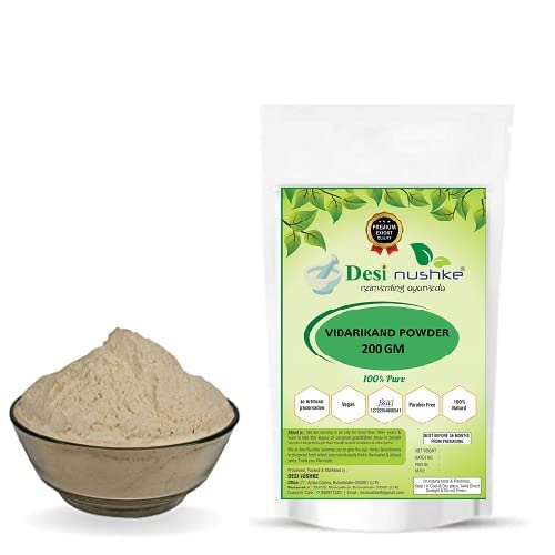 Desi Nushke organic Sun Dried Vidarikand Powder | 200 GM | Vidarikand Churna | Vidarikand Safed Powder | 100% Organic (Pack of 1 Packet)