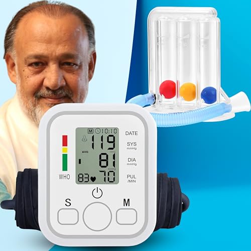 Image of Aika Combo Pack: AK-555 Arm Digital Blood Pressure Monitor with Voice Guidance & 3-Ball Respiratory Exerciser for Accurate Health Monitoring (6 Month Warranty), White