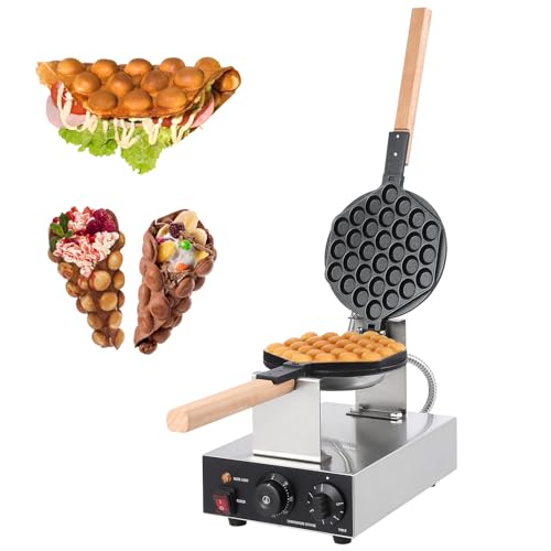 GarveeHome 1400W Commercial Bubble Waffle Maker Machine, Non-Stick Egg Waffle Maker, Electric Bubble Waffle Baker, Black, Modern Style, Stainless Stee