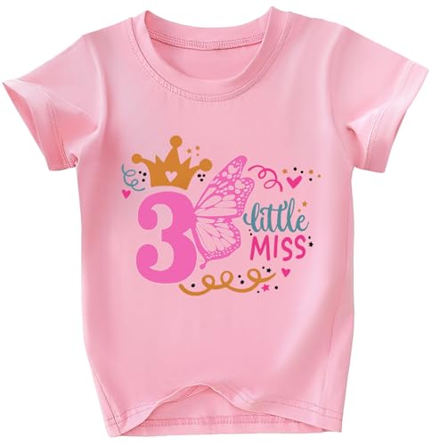 Toddler Girls 3rd Birthday Shirts for Girls 3 Years Old Outfit for Party Tshirt