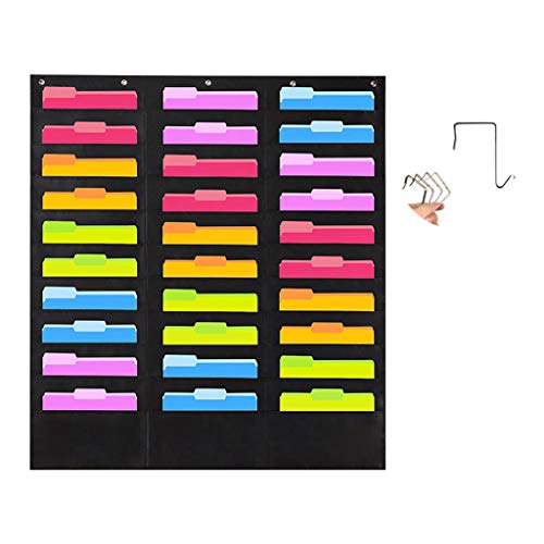 Bolsa de archivos de pared de 30 bolsillos con pestañas de colores para clasificar sin taladrar 2