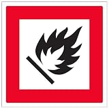 vsafety 6e055at-s'Logo gaz inflammable Avertissement danger diamants signe, autocollant en vinyle, Carré, 200 mm x 200 mm, noir/rouge