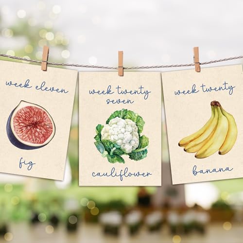 Image of 76 Pcs Locally Grown Baby Shower Decorations-36 Pcs Pregnancy Milestone Cards,Locally Grown Farmers Market Themed Party Decorations, Fruits And Vegetables To Track Baby Growth, Weekly Baby Size Cards For Pregnancy Announcement Photos