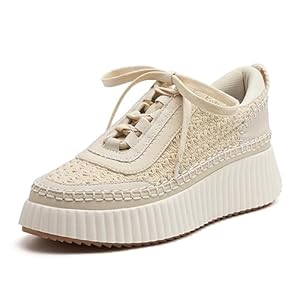 Women Lace Up Platform Woven Sneakers Comfortable Casual Fashion Sneaker Low Top Chunky Walking Shoes