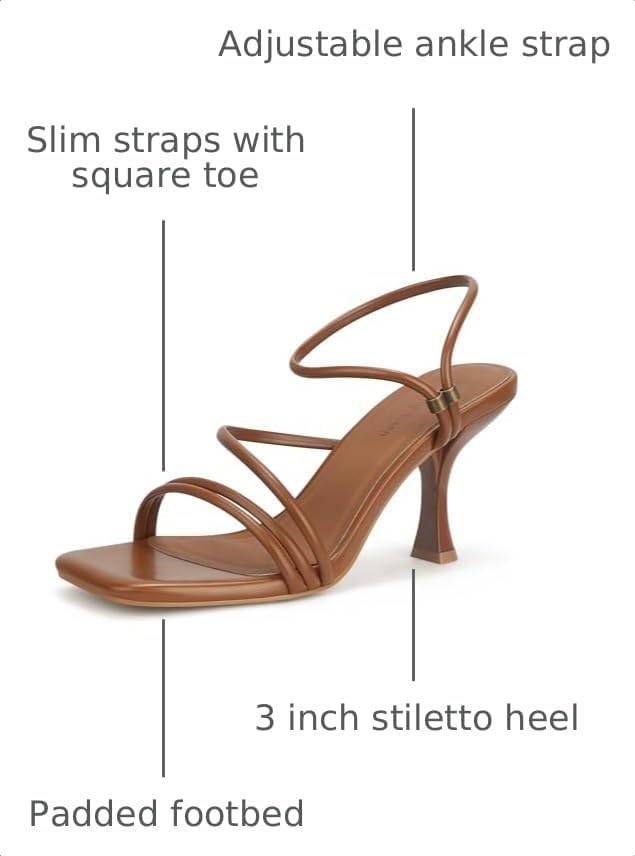 Women's Strappy Kitten Heels Square Open Toe Sandals Party Wedding Ankle Strap Shoes thumbnail