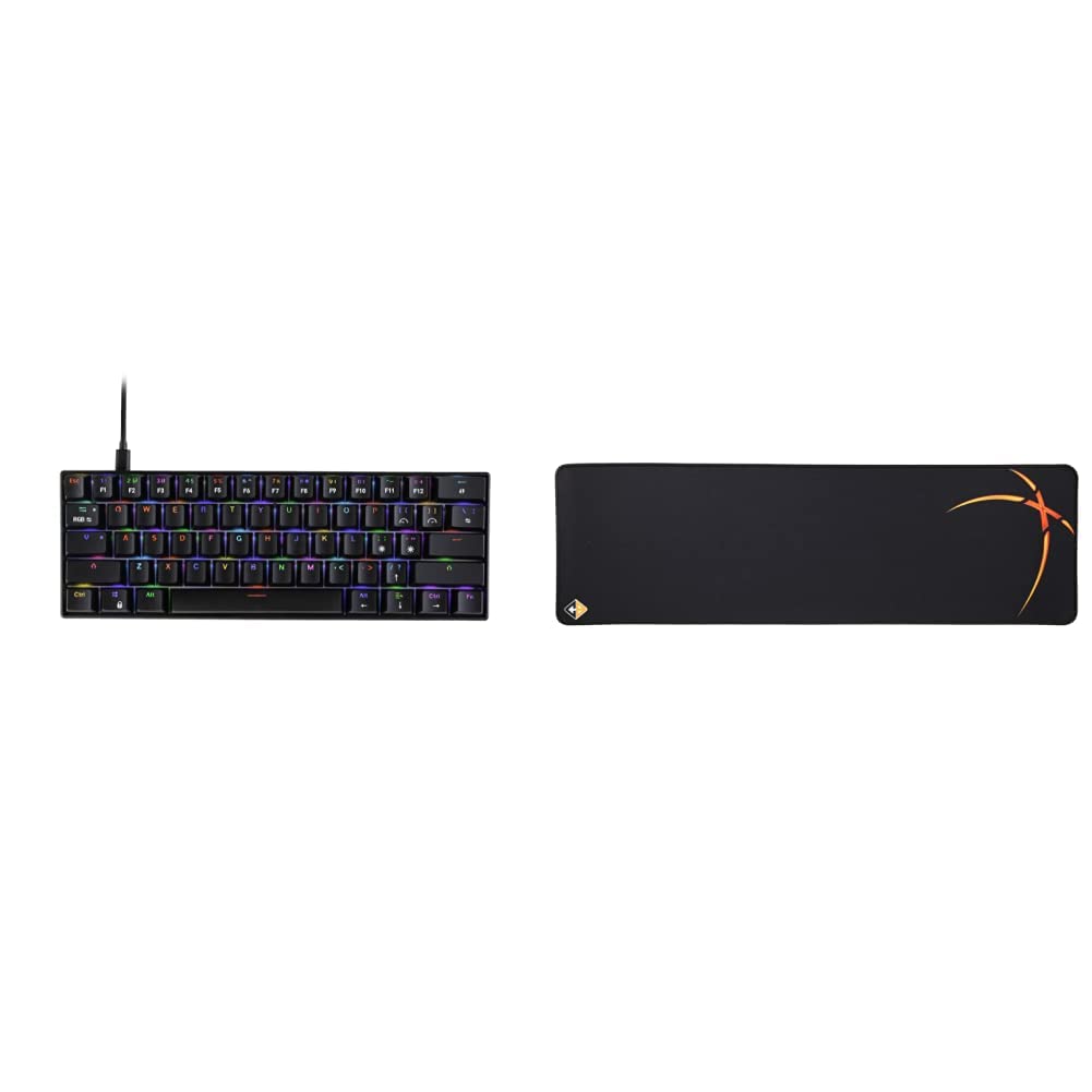 Cosmic Byte CB-GK-21 Themis 61 Key Mechanical Per Key RGB Gaming Keyboard with Outemu Blue Switches and Software (Black, USB-A Connectivity) & Equinox Mousepad Control (XL) (80x25x0.3cms)