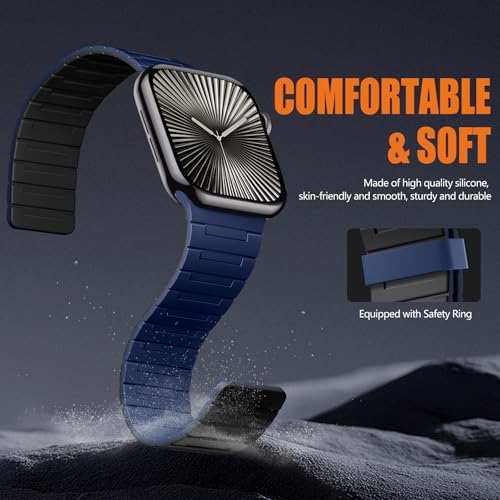 Image of SNBLK Magnetic Watchband Compatible with Apple Watch for Men 44mm 45mm 46mm 49mm 42mm 41mm 40mm 38mm Women, Silicone Sport Strong Magnet Strap for iWatch Series 11 Ultra 3 Ultra 2 Se 10 9 8 7 6 5 4 1
