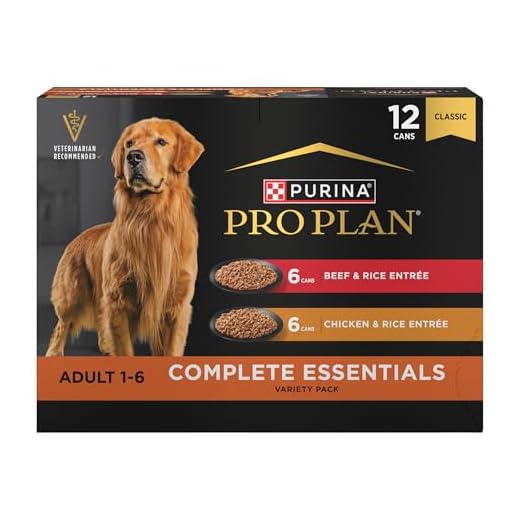 Purina Pro Plan Complete Essentials Wet Dog Food Chicken and Rice Entree and Beef and Rice Entree Variety Pack - (Pack of 12) 13 oz. Cans