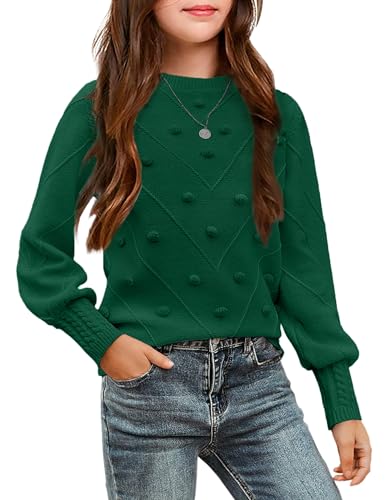 Image of Arshiner Kid Girls Crew Neck Lantern Sleeve Sweater Cute Jumper Top Pullover Outwear 5-13 Years