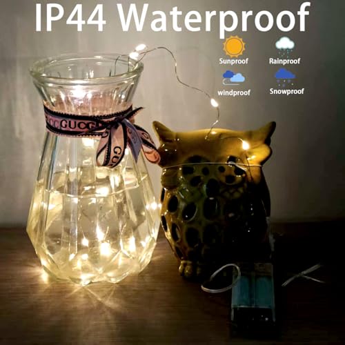 AurNyvaMay 6 Pack Fairy String Lights with Timer, 2AA Battery Operated, IP65 Waterproof, 20 Warm White LED Copper Wire for Indoor Outdoor Decor — view 3