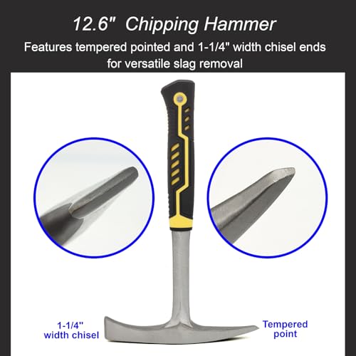 JOYFUL&HOPEFUL Chipping Hammer 12.6",28oz,Forged Steel,Working Leather Gloves 10",Professional Slag Removal Hammer with 11" Wire Brush by JOYFUL&HOPEFUL - Image 3
