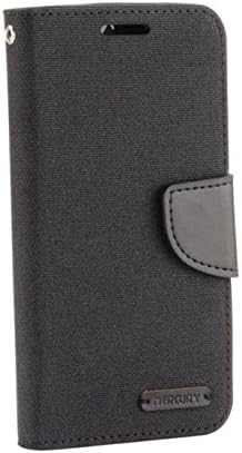 Xiaomi Redmi Note 4 Leather & Denim Canvas Black Protective Case | Shock Absorbent & Scratch Proof Mobile Phone Wallet For Credit Cards & Money | Cute Cover With Flip & Stand Function & Magnetic Clasp