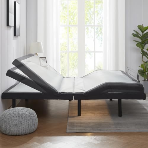 Image of Nestl S1000 Queen Adjustable Bed Frame, Queen Adjustable Bed Base with Wireless Remote, Head and Foot Incline, Zero Gravity, Anti Snore, Zero Clearance, Okin Motors