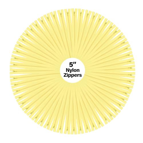 Image of Mandala Crafts 100 PCs Butter Yellow Closed-End 5 inch Nylon Zippers for Sewing