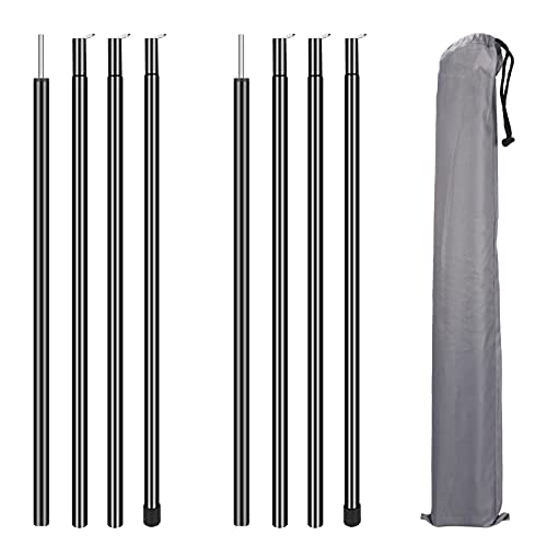 Neween Telescoping Tarp Poles Heavy Duty Adjustable Camping Tent Poles, Portable Replacement Canopy Rods for Rain Fly, Awning, Outdoor Camping, Hiking, Backpacking, Sunshade, Set of 2, Black