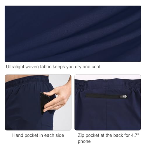 Image of baleaf Men's 5 inch Running Athletic Shorts for Workout Gym Tennis Sports Lightweight Quick Dry with Zipper Pocket