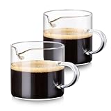Gulex Espresso Cups, Glass Coffee Espresso Cups with Pour Spout, 4 oz, Clear, Set of 2 (Set of 2)