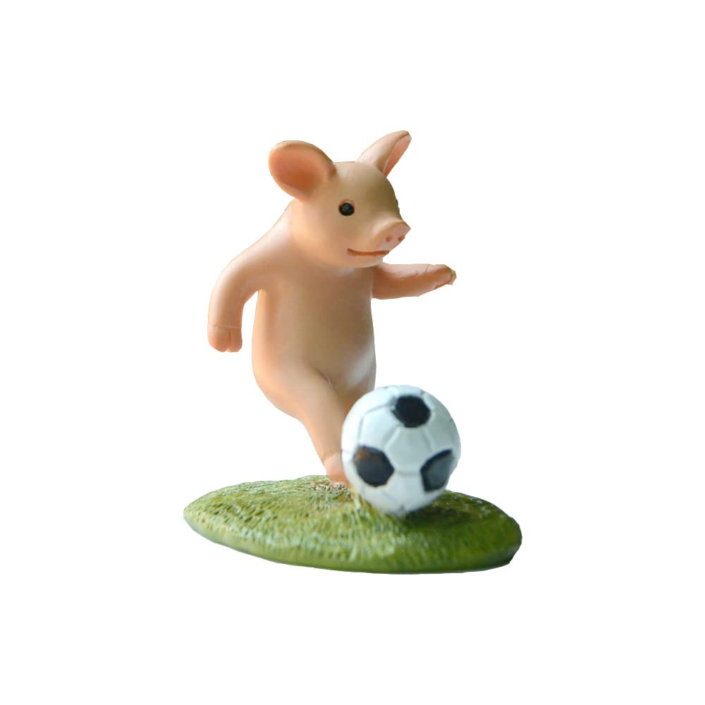 Gemmia Football Playing Pig Miniature Fairy Garden Pig Figurines - Passion Football Time Pig