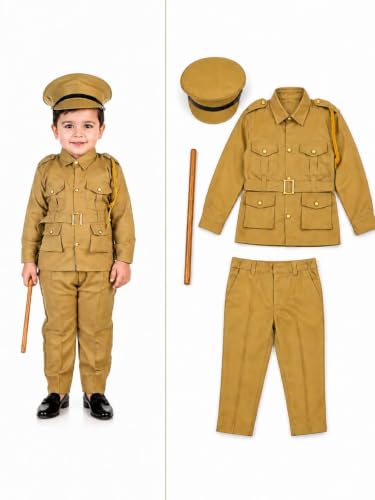Image of BookMyCostume Premium Fabric Indian Police Commissioner Profession Community Helper Kids Fancy Dress Costume 7-8 years