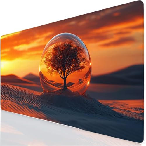 Tapis de Souris XXL 120x60cm Grand Tapis de Souris Coucher De Soleil Mouse Pad Paysage sous Main Bureau, Base en Caoutchouc Antidérapante, Haute Précision Accessoire Bureau pour Gamer, Maison YG-111