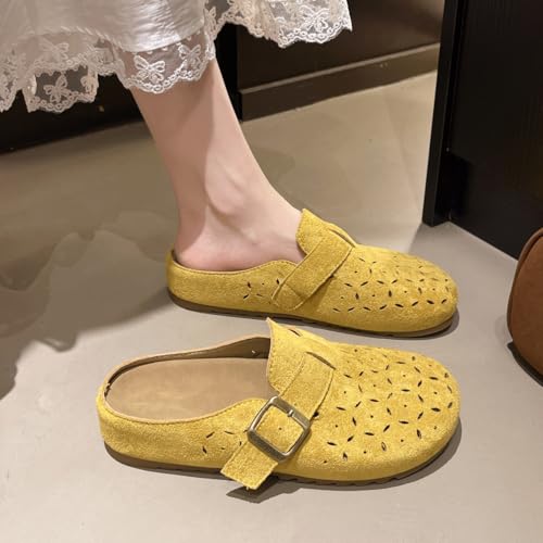 2025 spring and summer new one-pedal casual buckle with hole hole cool slippers women's bag head half slippers women's outer wear4