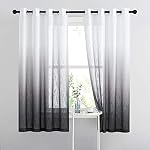 NICETOWN Semi Sheer Black Ombre Curtains 63 inch Length, Grommet Privacy with Light Filtering Vertical Window Treatments Linen Blend for Bedroom / Living Room / Kids Room, W50 x L63, 2 Panels