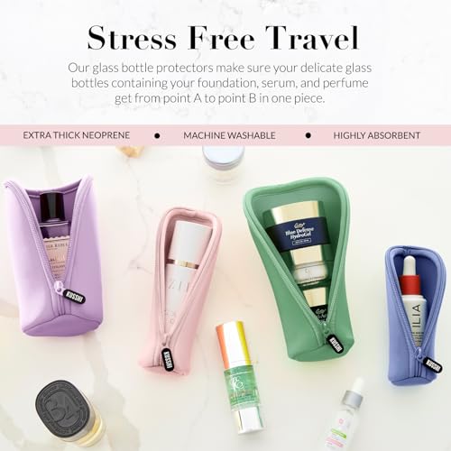 KUSSHI Neoprene Mini Makeup Pouch Set for Purse and Travel - 4 Travel Pouches for Delicate Bottles and Beauty Items - For Foundations, Serums, Perfumes (The Neutral Collection 4 Pack - S, M, L, XL)2