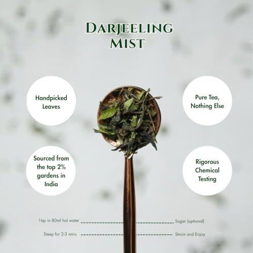 Image of 1950 Origins Darjeeling Mist Long Leaf Tea 80g Tin Caddy | Premium Black Tea Leaves | Darjeeling First Flush Loose Leaf | 100% Pure Fresh,smooth & Aromatic | Whole Leaves Chaipatti |