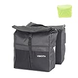 Vincita New Top Load Double Pannier Water Resistant Cycling Side Bags - with Rain Cover, Large, Carrying Handle, Reflective Spots - Bike Rack Carrier...