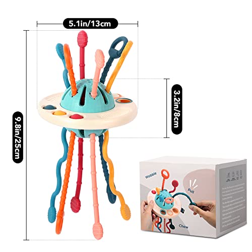 Hooku Montessori Toys For 1 Year Old, Sensory Toys For Toddlers 1-3, Montessori Ufo Silicone Pulling Toy, Fine Motor Toys, Baby Travel Toys, Toddler Infant Baby Girl Boy Gifts #TOP6